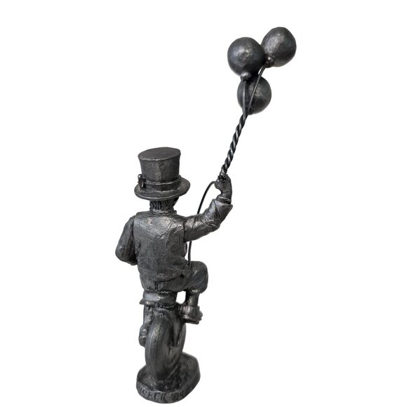 Vintage michael ricker Pewter Circus Clown Figurine On Unicycle With Balloons - Picture 2 of 8